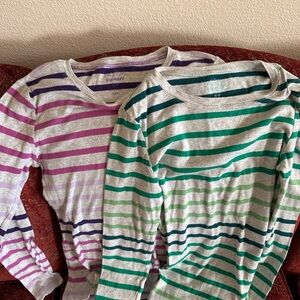Old Navy Striped Long Sleeve Tees - Purple and Green